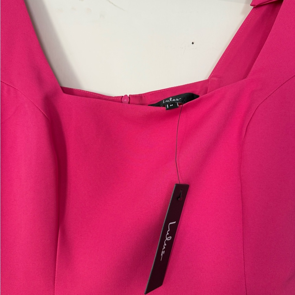 Lulu's Vibrant Pink Dress with Bow Straps - Picture 3 of 4